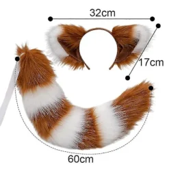 Rävsvans och -öron, katt-varg-tvättbjörnsöron-svansset, djurpäls svans, öron pannband, halloween juldräkt - SNNGV> Tillbehör