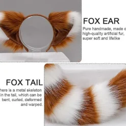 Rävsvans och -öron, katt-varg-tvättbjörnsöron-svansset, djurpäls svans, öron pannband, halloween juldräkt - SNNGV><noscript><img width=