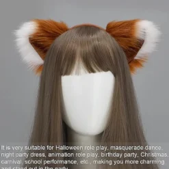 Rävsvans och -öron, katt-varg-tvättbjörnsöron-svansset, djurpäls svans, öron pannband, halloween juldräkt - SNNGV><noscript><img width=