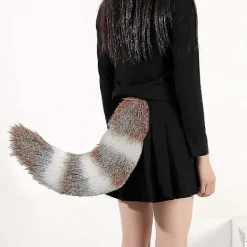 Rävsvans och -öron, katt-varg-tvättbjörnsöron-svansset, djurpäls svans, öron pannband, halloween juldräkt - SNNGV><noscript><img width=