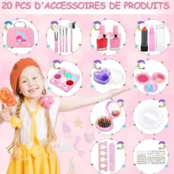 RYI-Barnsmink leksak för flickor, 20 delars sminkväska, rosa sminkset leksak bästa presenten till flicka Bekväm> Smink