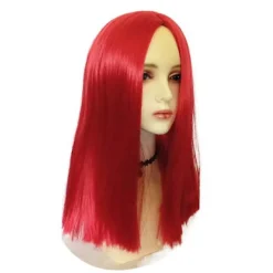 Sally Lång Röd Rak Peruk för Nightmare Before Christmas Cosplay [JUN]><noscript><img width=