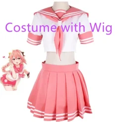KOOLYOU SBluuCosplay Fate Apocrypha Rider Astolfo Cosplay för män JK skoluniform sjömanskostym Kvinnlig outfit Anime Halloween-kostym L Costume with Wig> Dräkter