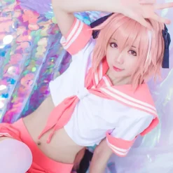 KOOLYOU SBluuCosplay Fate Apocrypha Rider Astolfo Cosplay för män JK skoluniform sjömanskostym Kvinnlig outfit Anime Halloween-kostym L Costume with Wig><noscript><img width=