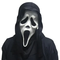 Scream Mask med Svart Hätta Spöke Ansikte Halloween Maskerad Tillbehör> Masker