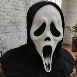 Scream Mask med Svart Hätta Spöke Ansikte Halloween Maskerad Tillbehör> Masker