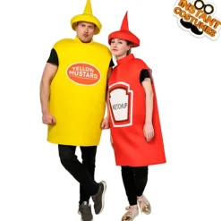Senap Ketchup Flaska Maskeraddräkt För Vuxna Rolig Mat Tunika För Par Maskotar Outfit Fancy-Dress Kostym-FA-> Dräkter