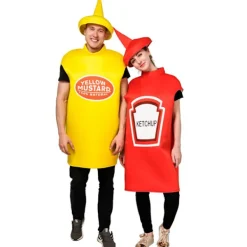 Senap Ketchup Flaska Maskeraddräkt För Vuxna Rolig Mat Tunika För Par Maskotar Outfit Fancy-Dress Kostym-FA-><noscript><img width=