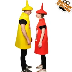 Senap Ketchup Flaska Maskeraddräkt För Vuxna Rolig Mat Tunika För Par Maskotar Outfit Fancy-Dress Kostym-FA-><noscript><img width=