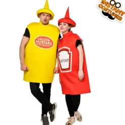 Senap Ketchup Flaska Maskeraddräkt För Vuxna Rolig Mat Tunika För Par Maskotar Outfit Fancy-Dress Kostym-FA-><noscript><img width=