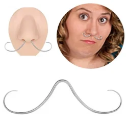 Septum Mustasch Näsringar Rostfritt Stål Nässtuds Mode Näsringar Bågar Septum Piercing Smycken för Män och Kvinnor> Tillbehör