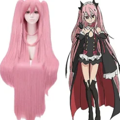 Seraph Of The End Clulu Peruk Drottning Av Cépesi Loli Grå-rosa Käkar Klämma Cos Peruk> Peruker