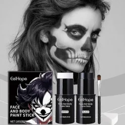 Set (A) $EELHOPE Halloween Ansiktsmålningsstift Set Full Täckning Målarfoundation Smink Clown Färgglatt Stift> Smink