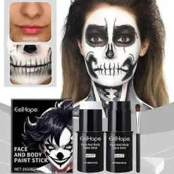 Set (A) $EELHOPE Halloween Ansiktsmålningsstift Set Full Täckning Målarfoundation Smink Clown Färgglatt Stift><noscript><img width=