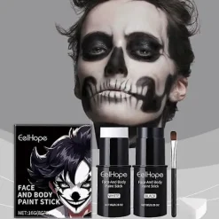 Set (A) $EELHOPE Halloween Ansiktsmålningsstift Set Full Täckning Målarfoundation Smink Clown Färgglatt Stift><noscript><img width=