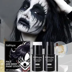 Set (A) $EELHOPE Halloween Ansiktsmålningsstift Set Full Täckning Målarfoundation Smink Clown Färgglatt Stift><noscript><img width=