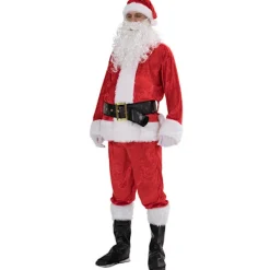 ATELA Set klassiska modeller 7-delad lyxig murad sammetstomtekostym (jämn storlek)><noscript><img width=