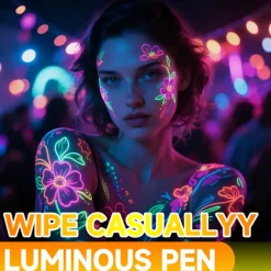 Set med 8 färger UV Neon Ansiktsfärg, Tvättbara Temporära Tatueringsmarkörer><noscript><img width=