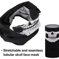 Set med 3 sömlösa ansiktsmasker för motorcykel, cykel, vandring, skidåkning, Halloween (vit och svart)><noscript><img width=