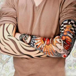 Set med 6 utomhus cykling tatuering ärmar sömlösa herr- och damblommor arm utomhus solskydd armärmar> Smink