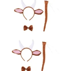 set med gethorn pannband zoo kläder tillbehör djur pannband gethorn och öron hundöron pannband plysch get huvudstycke djuröron> Tillbehör