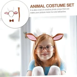 set med gethorn pannband zoo kläder tillbehör djur pannband gethorn och öron hundöron pannband plysch get huvudstycke djuröron><noscript><img width=