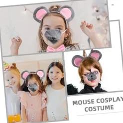 Set Råtta Kostym Hårband Djur Öron Hårband Öron Hårband Mus Öron Hår Rosett Fest Dekorativt Hårband Mus Cosplay Hårband Kvinnor Huvudbonad—PA> Tillbehör