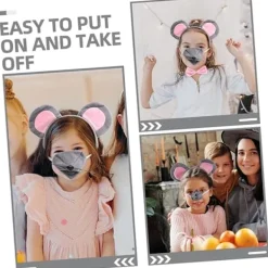 Set Råtta Kostym Hårband Djur Öron Hårband Öron Hårband Mus Öron Hår Rosett Fest Dekorativt Hårband Mus Cosplay Hårband Kvinnor Huvudbonad—PA><noscript><img width=