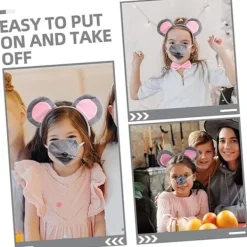 Set Råttkostym Pannband Djuröron Pannband Öron Pannband Musöron Hårrosett Fest Dekorativt Pannband Mus Cosplay Pannband Dam Huvudbonad—PA><noscript><img width=