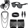 1set, 80s Accessories 80s Costume Accessories Fancy Dress Accessories Set Lace Headband Glasses Silicone Bracelets Fishnet Gloves Neon Earrings For 80 | Fyndiq> Tillbehör