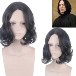 Severus Snape Svart Kort Lockig Stil Cosplay Peruk Kostymer Profes> Peruker
