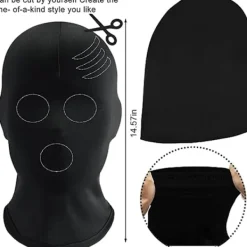Sharharge 2 st svart helmask Halloween spandex huva mask Huvudskydd Ansiktslös mask för unisex cosplay kostym><noscript><img width=