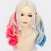 Shengruili Harley Quinn Peruk Dam Lång Cosplay Peruk Skurk Quinn Peruk Cosplay Peruk Blond Blå Rosa Karneval Halloween Karnevalsfester> Peruker