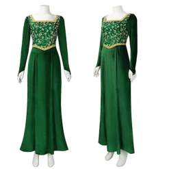 Shrek Cosplay Kostymer 2024 Prinsessan Fiona Tryckt Klänning Kvinnor Sexig Kvadratisk Hals Velvet Långärmad Klänning Halloween Karneval Kläder Grön XXL | Fyndiq> Dräkter