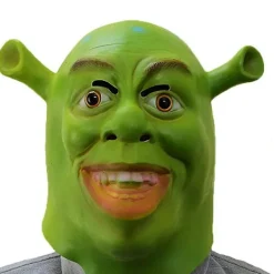 Shrek Mask Kostym Mask Halloween Cosplay Hel Huvud Grön Vuxen Shrek Mask Latex><noscript><img width=