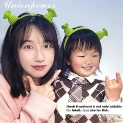 Shrek pannband med öron, söta utklädningsöron, Halloween cosplay rekvisita fest tema kostym unisex><noscript><img width=