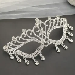 Silver Party Supply Kit 1pc Kreativ festmask Chic Rhinestone> Masker