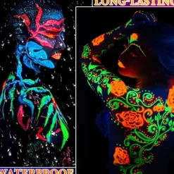 Självlysande ansiktsmålnings pennor, tvättbara, lätta att applicera, långvariga neon ansikts- och kroppsmålning pennor, sminkmarkörer för Halloween, Cosplay | Fyndiq><noscript><img width=