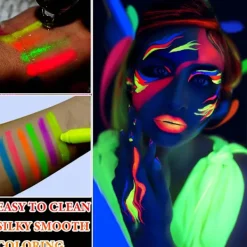 Självlysande ansiktsmålnings pennor, tvättbara, lätta att applicera, långvariga neon ansikts- och kroppsmålning pennor, sminkmarkörer för Halloween, Cosplay | Fyndiq><noscript><img width=