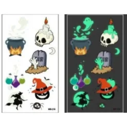 Schnapign Självlysande barntatueringar 5 ark med Halloweenmotiv><noscript><img width=