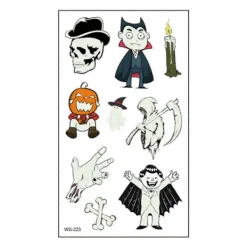 Självlysande Halloween Temporära Tatueringar för Vuxna och Barn, 10 st Ansikts- och Kroppstatueringar som Lyser i Mörkret Halloweenfest><noscript><img width=