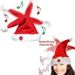 Sjungande och dansande julhatt elektrisk tomtehatt leksak med julmusik><noscript><img width=