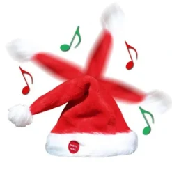 Sjungande och dansande jultomtehatt Nyhet Mössa Musikalisk Rörlig Rolig Present JUL, 100% Ny> Huvudbonader