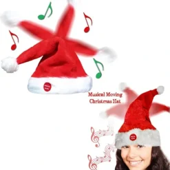 Sjungande och dansande jultomtehatt Nyhet Mössa Musikalisk Rörlig Rolig Present JUL, 100% Ny><noscript><img width=