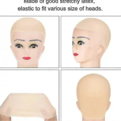 Skalliga Huvor Latex Skallig Hätta för Vuxna Smink Skalligt Huvud Peruk Hätta Kostymtillbehör 4st> Smink