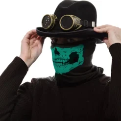 Skelettmask / Scarf / Halsduk | Halloween - Skelettmask Grön><noscript><img width=