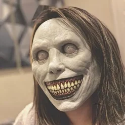 Skräck Halloweenmask leende demon skräck vit mask med ögon rollspel, vit> Masker