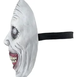 Skräck Halloweenmask leende demon skräck vit mask med ögon rollspel, vit><noscript><img width=
