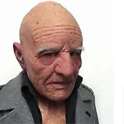 Skrämmande Gammal Mansmask Halloween Skallig Vit Ögonbryn Gammal Mansmask Simulerad Gammal Farfar Latex Huvudskydd-XA> Masker