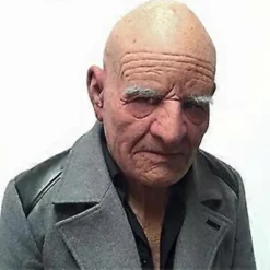 Skrämmande Gammal Mansmask Halloween Skallig Vit Ögonbryn Gammal Mansmask Simulerad Gammal Farfar Latex Huvudskydd-XA><noscript><img width=